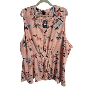 Torrid Women's Top Blouse Size 4/4X Pink Floral Print Sleeveless NEW